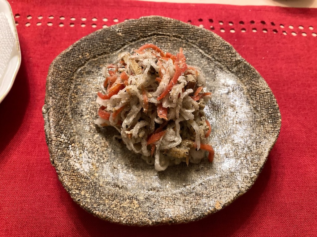 Photographic image of traditional Japanese homemade food on a pottery plate. ©Yuko Yamada. All Rights Reserved.